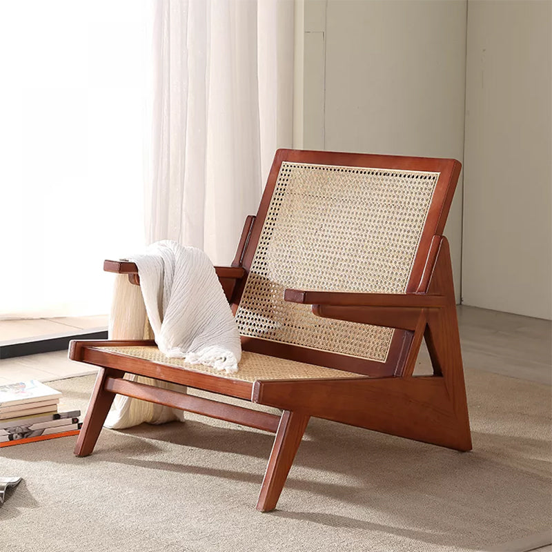 Mid-century Modern Rubberwood Solid Wood Frame Square Arms Chair Walnut 1 Piece Clearhalo 'Accent Chairs' 'accent_chairs' 'Chairs & Seating' 'furn' 'furn_accent_chairs' 'Furniture' 'Living Room Furniture' 6506529