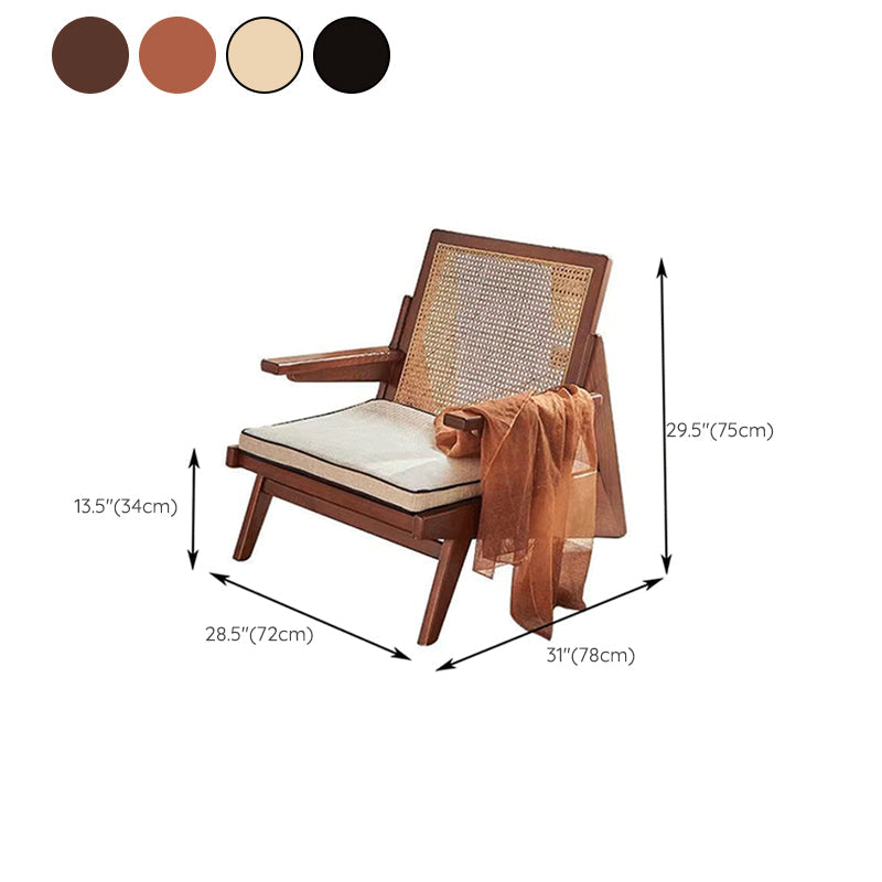 Mid-century Modern Rubberwood Solid Wood Frame Square Arms Chair Clearhalo 'Accent Chairs' 'accent_chairs' 'Chairs & Seating' 'furn' 'furn_accent_chairs' 'Furniture' 'Living Room Furniture' 6506535