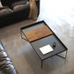 Mid-Century Modern Black Coffee Table with Iron Tray Top and Cross Legs