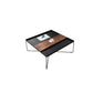 Mid-Century Modern Black Coffee Table with Iron Tray Top and Cross Legs
