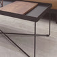 Mid-Century Modern Black Coffee Table with Iron Tray Top and Cross Legs