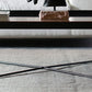 Mid-Century Modern Black Coffee Table with Iron Tray Top and Cross Legs