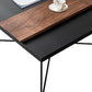 Mid-Century Modern Black Coffee Table with Iron Tray Top and Cross Legs