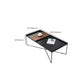 Mid-Century Modern Black Coffee Table with Iron Tray Top and Cross Legs