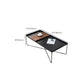 Mid-Century Modern Black Coffee Table with Iron Tray Top and Cross Legs