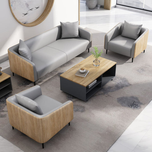 Stain Resistant Sofa Faux Leather Tuxedo Arm Sofa for Bonus Room