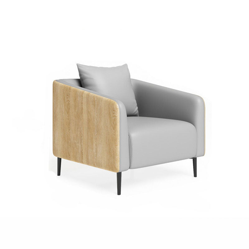 Stain Resistant Sofa Faux Leather Tuxedo Arm Sofa for Bonus Room