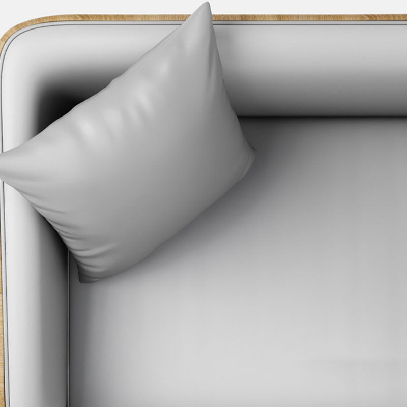 Stain Resistant Sofa Faux Leather Tuxedo Arm Sofa for Bonus Room