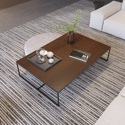 13.78"  H Modern Rectangle Wooden Coffee Table Metal Sled Cocktail Table