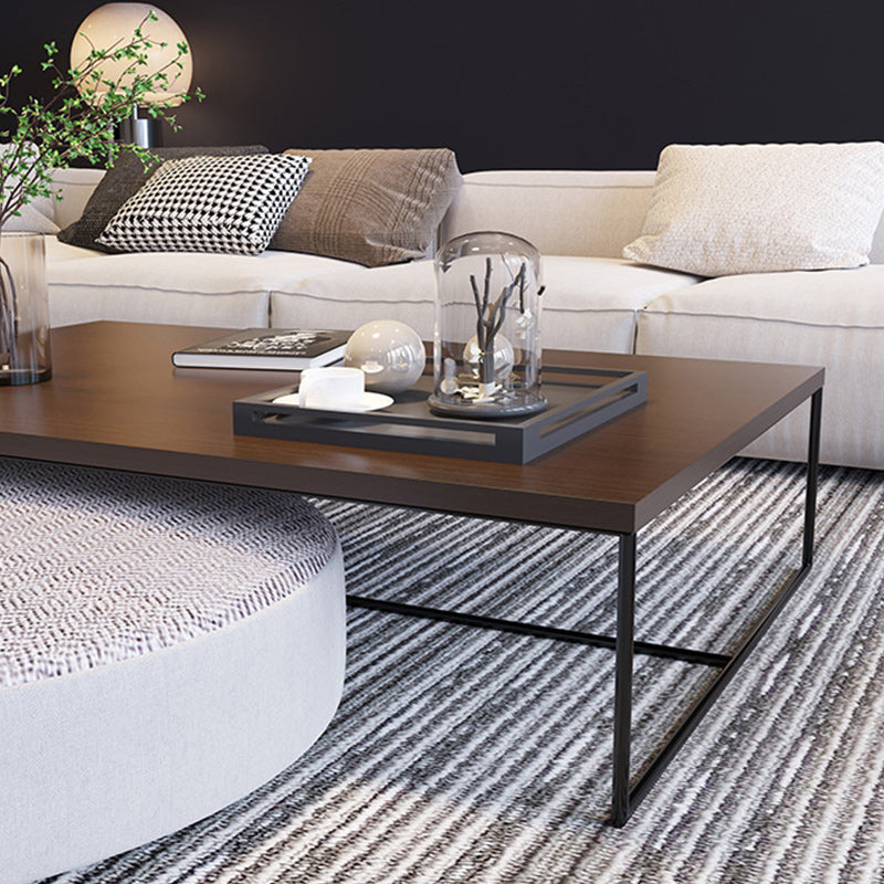 13.78"  H Modern Rectangle Wooden Coffee Table Metal Sled Cocktail Table