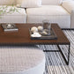 13.78"  H Modern Rectangle Wooden Coffee Table Metal Sled Cocktail Table