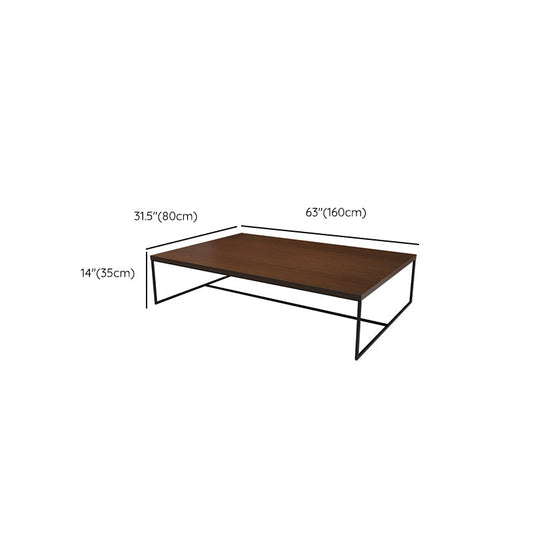 13.78 "H Mesa de café de madera rectangular moderna Mesa de cóctel de metal