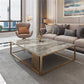 Glam Rectangle Slate Coffee Table 16.53"H Steel Frame Base Cocktail Table Clearhalo 'Coffee & Accent Tables' 'Coffee Tables' 'coffee_tables' 'furn' 'furn_coffee_tables' 'Furniture' 'Living Room Furniture' 6507100