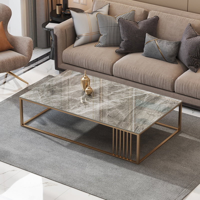 Glam Rectangle Slate Coffee Table 16.53"H Steel Frame Base Cocktail Table 71"L x 35.5"W x 16.5"H Clearhalo 'Coffee & Accent Tables' 'Coffee Tables' 'coffee_tables' 'furn' 'furn_coffee_tables' 'Furniture' 'Living Room Furniture' 6507102