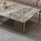 Glam Rectangle Slate Coffee Table 16.53"H Steel Frame Base Cocktail Table Clearhalo 'Coffee & Accent Tables' 'Coffee Tables' 'coffee_tables' 'furn' 'furn_coffee_tables' 'Furniture' 'Living Room Furniture' 6507106