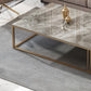 Glam Rectangle Slate Coffee Table 16.53"H Steel Frame Base Cocktail Table Clearhalo 'Coffee & Accent Tables' 'Coffee Tables' 'coffee_tables' 'furn' 'furn_coffee_tables' 'Furniture' 'Living Room Furniture' 6507107