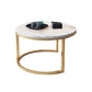 Table basse à base de piédestal Glam blanche avec plateau en pierre et base en métal
