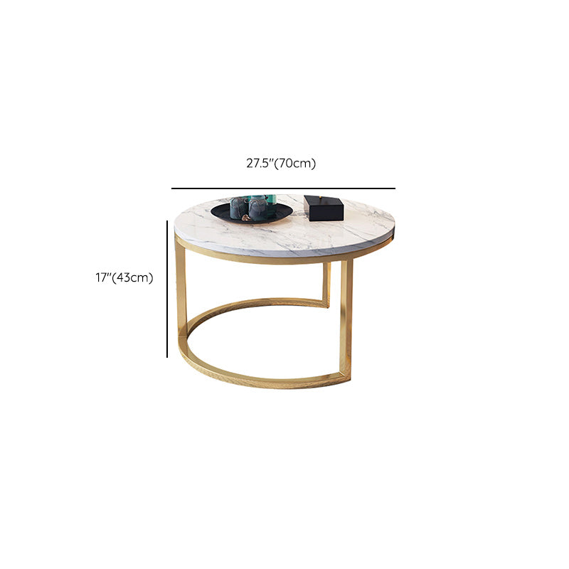 Table basse à base de piédestal Glam blanche avec plateau en pierre et base en métal