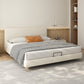 Letto standard in legno e imbottito con letto a pannello in testiera in beige