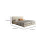 Letto standard in legno e imbottito con letto a pannello in testiera in beige