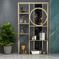 Glam Antique Finish Bookcase Metal Etagere Bookshelf with Shelves 47"L x 12"W x 79"H Black-Gold Clearhalo 'Bookcases' 'furn' 'furn_bookcases' 'Furniture' 'Office Furniture' 6507495