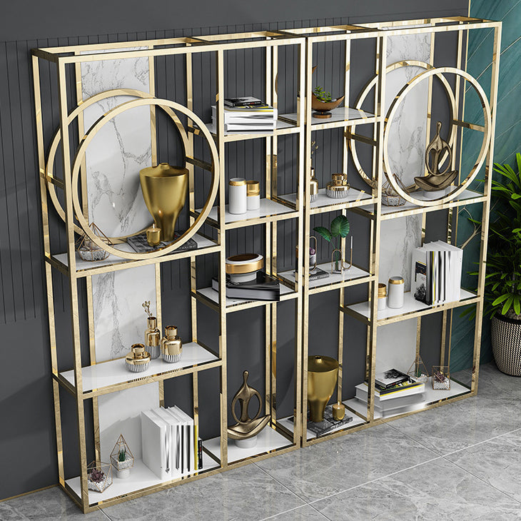 Glam Antique Finish Bookcase Metal Etagere Bookshelf with Shelves Clearhalo 'Bookcases' 'furn' 'furn_bookcases' 'Furniture' 'Office Furniture' 6507500
