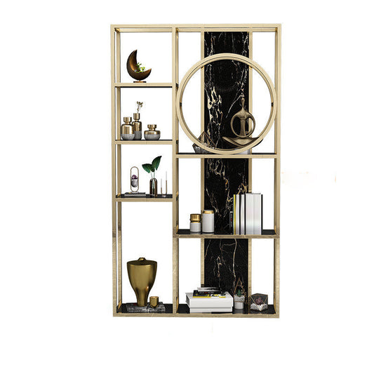 Glam Antique Finish Bookcase Metal Etagere Bookshelf with Shelves Clearhalo 'Bookcases' 'furn' 'furn_bookcases' 'Furniture' 'Office Furniture' 6507501