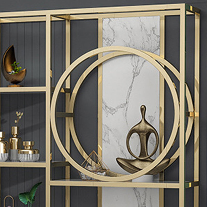 Glam Antique Finish Bookcase Metal Etagere Bookshelf with Shelves Clearhalo 'Bookcases' 'furn' 'furn_bookcases' 'Furniture' 'Office Furniture' 6507504