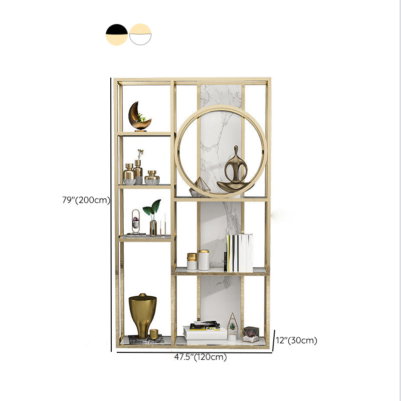Glam Antique Finish Bookcase Metal Etagere Bookshelf with Shelves Clearhalo 'Bookcases' 'furn' 'furn_bookcases' 'Furniture' 'Office Furniture' 6507508