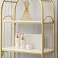Glam Style Antique Finish Shelf Bookcase Metal Etagere Bookshelf with Shelves