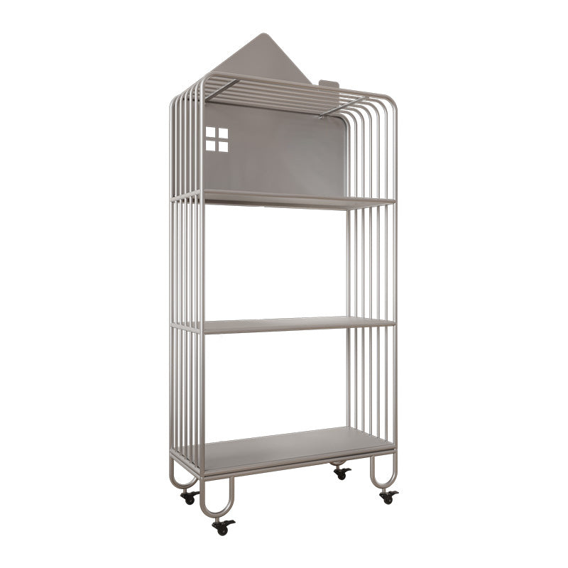 Contemporary Metal Bookshelf Standard Shelves Included Bookcase 24"L x 11"W x 54.7"H Silver Clearhalo 'Bookcases' 'furn' 'furn_bookcases' 'Furniture' 'Office Furniture' 6507536