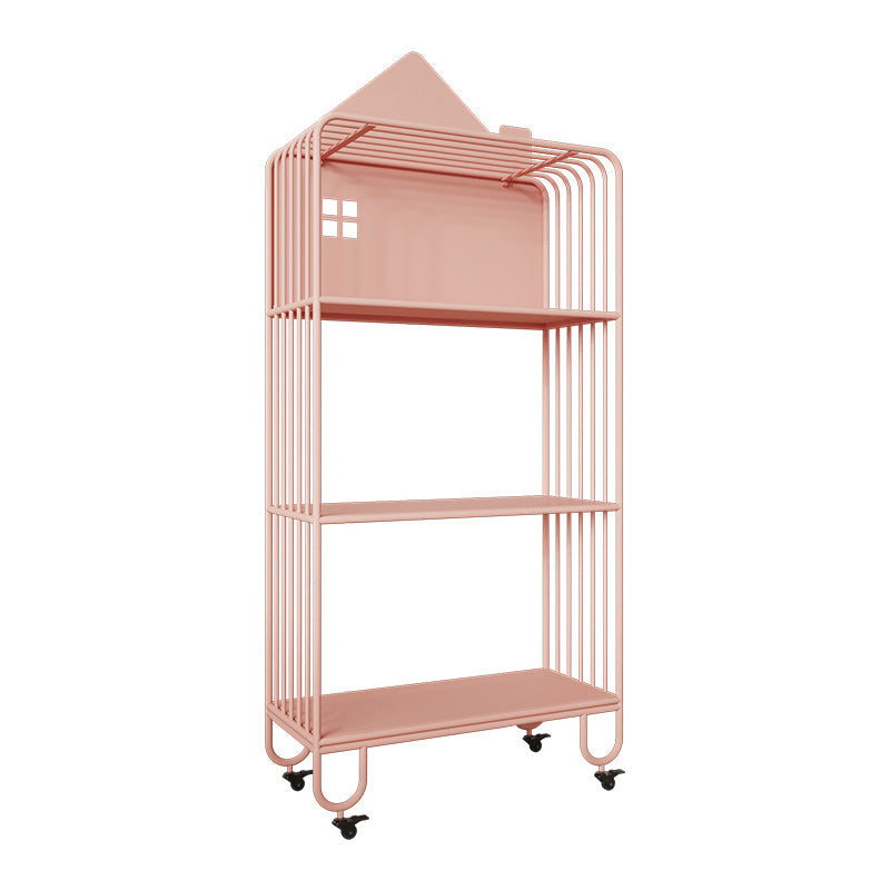 Contemporary Metal Bookshelf Standard Shelves Included Bookcase 24"L x 11"W x 54.7"H Pink Clearhalo 'Bookcases' 'furn' 'furn_bookcases' 'Furniture' 'Office Furniture' 6507540