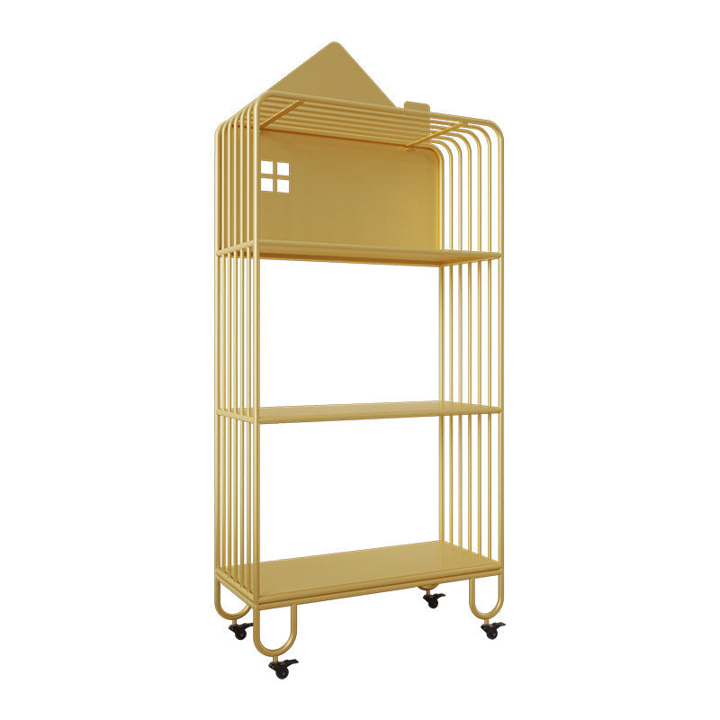 Contemporary Metal Bookshelf Standard Shelves Included Bookcase 24"L x 11"W x 54.7"H Gold Clearhalo 'Bookcases' 'furn' 'furn_bookcases' 'Furniture' 'Office Furniture' 6507543