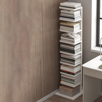 Modern Engineered Wood Bookshelf Standard Bookcase with Shelves 13.8"L x 13.8"W x 56.3"H Off-White Clearhalo 'Bookcases' 'furn' 'furn_bookcases' 'Furniture' 'Office Furniture' 6507832