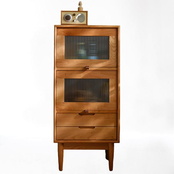 Contemporary Cabinet Solid Wood with Glass Doors and Drawers Accent Cabinet Clearhalo 'Cabinets & Chests' 'cabinets_chests' 'furn' 'furn_cabinets_chests' 'Furniture' 'Living Room Furniture' 6508086