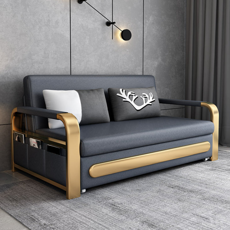 Glam Bonded Leather Futon Frame Cushion Back Square Arms Sleeper Storage Not Included Sponge Clearhalo 'furn' 'furn_futons' 'Furniture' 'Futons & Daybeds' 'Futons' 'Living Room Furniture' 6508094