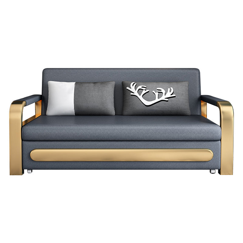 Glam Bonded Leather Futon Frame Cushion Back Square Arms Sleeper Storage Included Latex+Sponge+Coir Clearhalo 'furn' 'furn_futons' 'Furniture' 'Futons & Daybeds' 'Futons' 'Living Room Furniture' 6508095