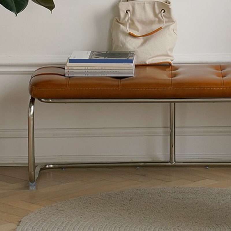 Contemporary Upholstered Bench Rectangle Bedroom Bench in Brown with Legs Clearhalo 'Benches' 'Chairs & Seating' 'furn' 'furn_benches' 'Furniture' 'Living Room Furniture' 6508155