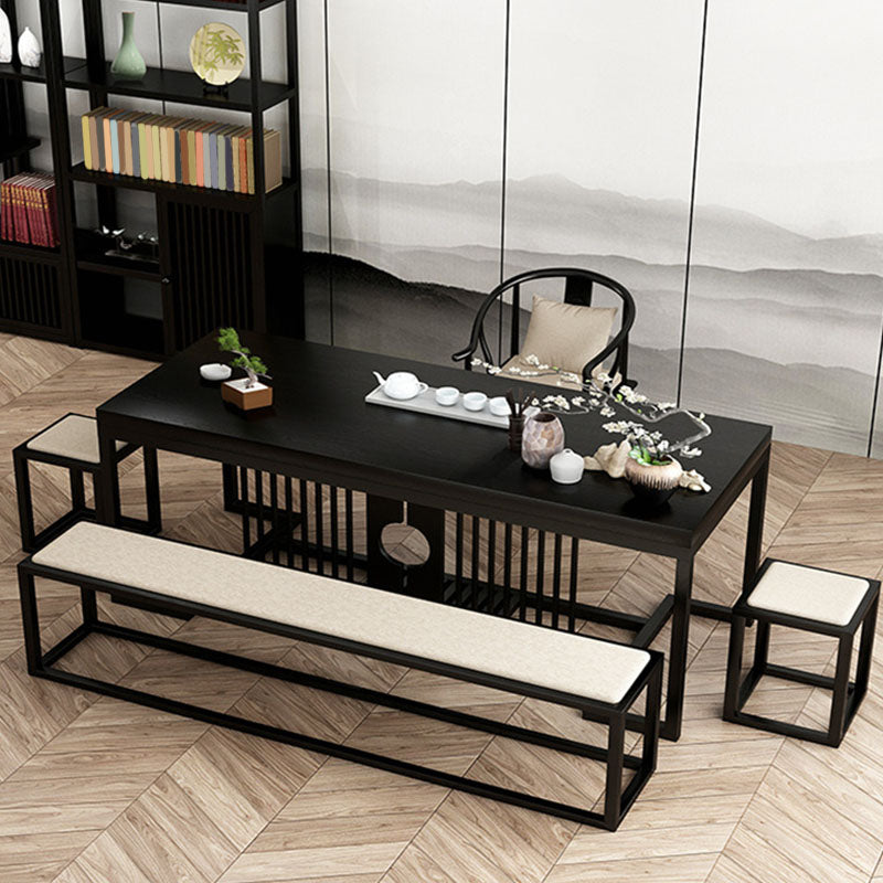 Contemporary Upholstered Bench Home Rectangle Seating Bench with Black Legs Clearhalo 'Benches' 'Chairs & Seating' 'furn' 'furn_benches' 'Furniture' 'Living Room Furniture' 6508161