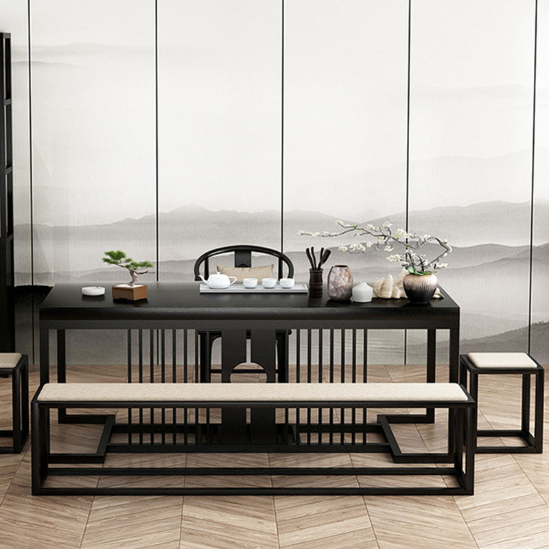 Contemporary Upholstered Bench Home Rectangle Seating Bench with Black Legs Clearhalo 'Benches' 'Chairs & Seating' 'furn' 'furn_benches' 'Furniture' 'Living Room Furniture' 6508162