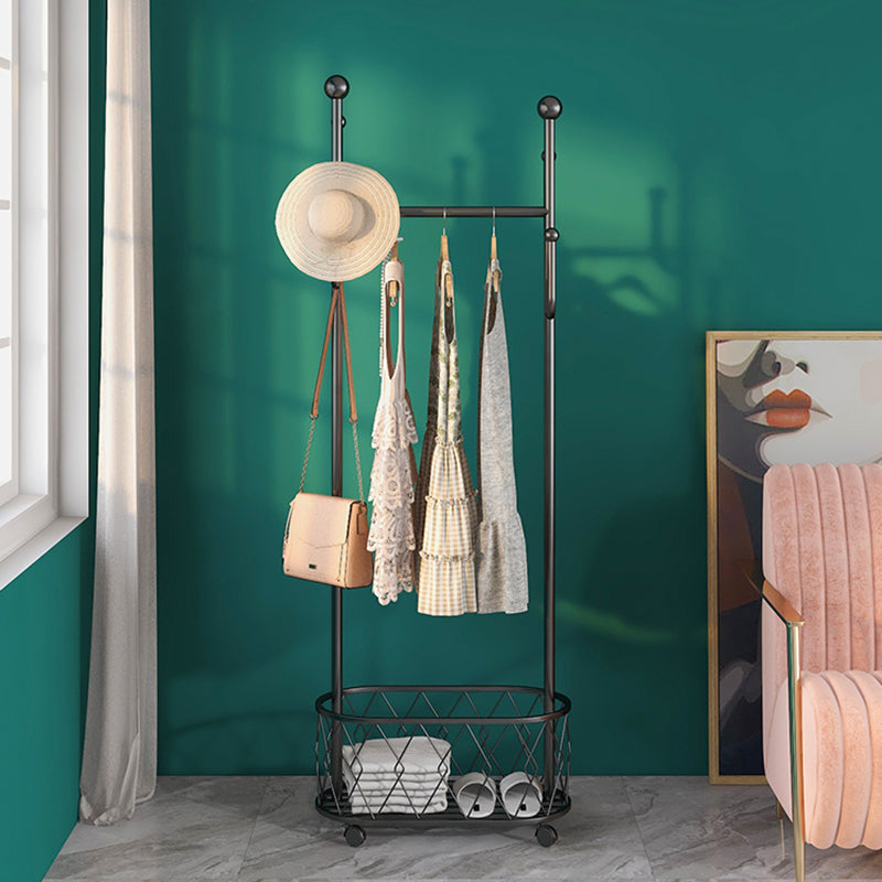 Gorgeous Metal Coat Hanger Plain Basket Storage Coat Rack with Coat Hooks Clearhalo 'Entry & Mudroom Furniture' 'furn' 'furn_hall_tree_coat_racks' 'Furniture' 'Hall Trees & Coat Racks' 'hall_tree_coat_racks' 6508302