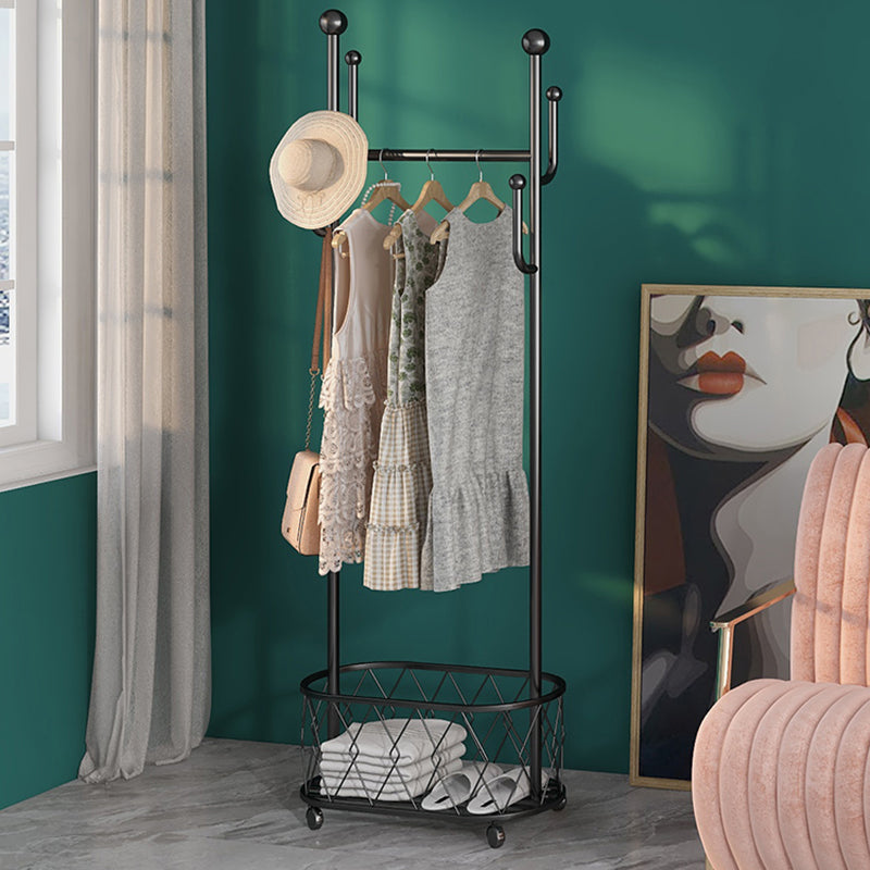 Gorgeous Metal Coat Hanger Plain Basket Storage Coat Rack with Coat Hooks Clearhalo 'Entry & Mudroom Furniture' 'furn' 'furn_hall_tree_coat_racks' 'Furniture' 'Hall Trees & Coat Racks' 'hall_tree_coat_racks' 6508308