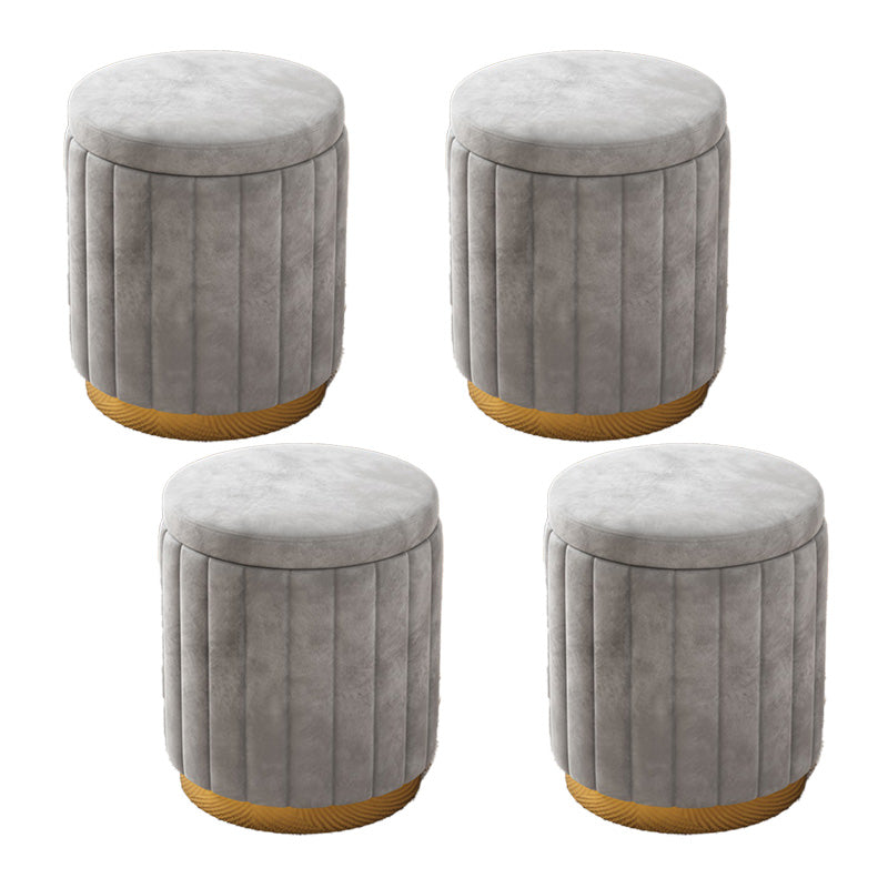 Velvet Ottoman Whole Colored Cylinder Shape Fade Resistant Ottoman with Storage Grey 4 Piece Set Clearhalo 'furn' 'furn_ottomans_poufs' 'Furniture' 'Living Room Furniture' 'Ottomans & Poufs' 'ottomans_poufs' 6508372