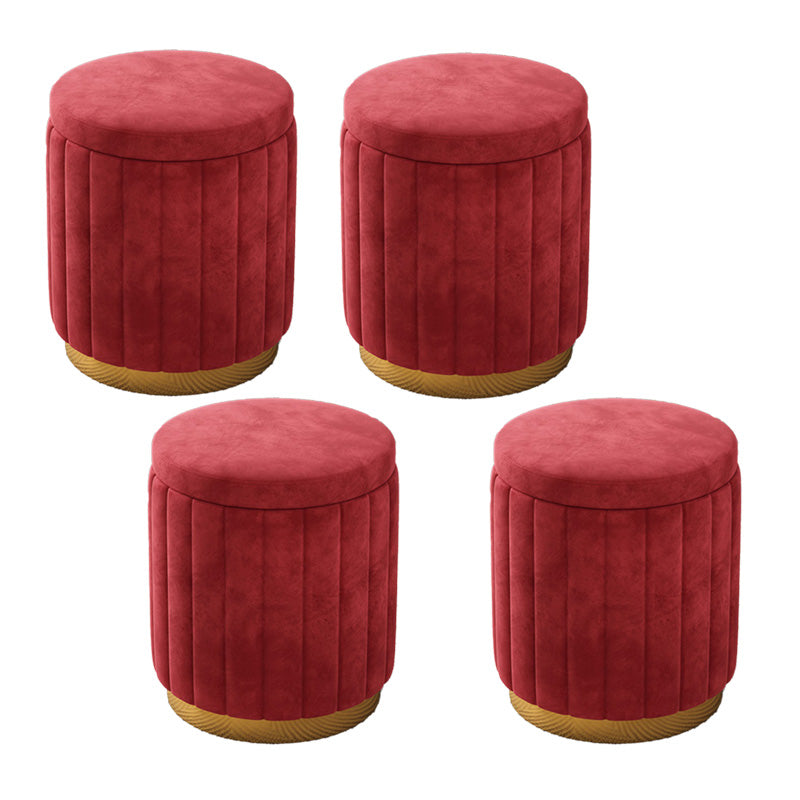 Velvet Ottoman Whole Colored Cylinder Shape Fade Resistant Ottoman with Storage Red 4 Piece Set Clearhalo 'furn' 'furn_ottomans_poufs' 'Furniture' 'Living Room Furniture' 'Ottomans & Poufs' 'ottomans_poufs' 6508376