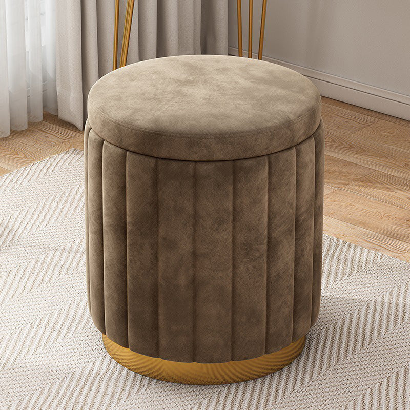Velvet Ottoman Whole Colored Cylinder Shape Fade Resistant Ottoman with Storage Brown 1 Piece Clearhalo 'furn' 'furn_ottomans_poufs' 'Furniture' 'Living Room Furniture' 'Ottomans & Poufs' 'ottomans_poufs' 6508386