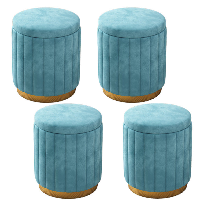 Velvet Ottoman Whole Colored Cylinder Shape Fade Resistant Ottoman with Storage Blue 4 Piece Set Clearhalo 'furn' 'furn_ottomans_poufs' 'Furniture' 'Living Room Furniture' 'Ottomans & Poufs' 'ottomans_poufs' 6508391