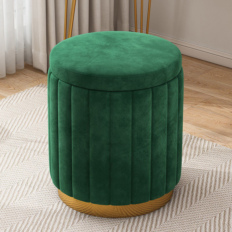 Velvet Ottoman Whole Colored Cylinder Shape Fade Resistant Ottoman with Storage Green 1 Piece Clearhalo 'furn' 'furn_ottomans_poufs' 'Furniture' 'Living Room Furniture' 'Ottomans & Poufs' 'ottomans_poufs' 6508392