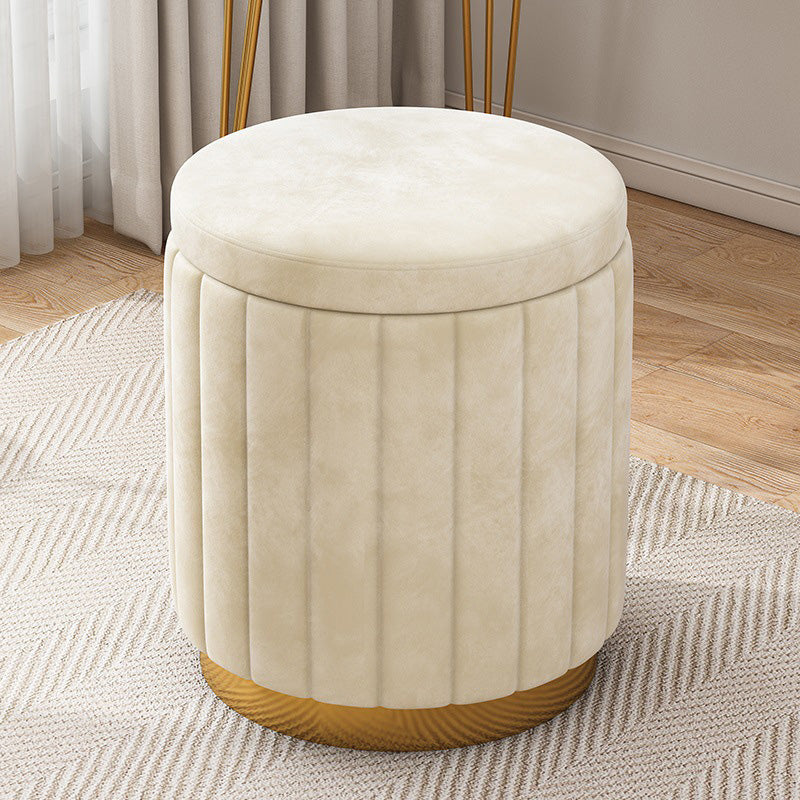 Velvet Ottoman Whole Colored Cylinder Shape Fade Resistant Ottoman with Storage Beige 1 Piece Clearhalo 'furn' 'furn_ottomans_poufs' 'Furniture' 'Living Room Furniture' 'Ottomans & Poufs' 'ottomans_poufs' 6508395