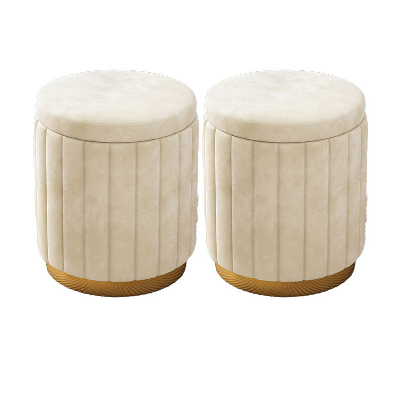 Velvet Ottoman Whole Colored Cylinder Shape Fade Resistant Ottoman with Storage Beige 2 Piece Set Clearhalo 'furn' 'furn_ottomans_poufs' 'Furniture' 'Living Room Furniture' 'Ottomans & Poufs' 'ottomans_poufs' 6508396