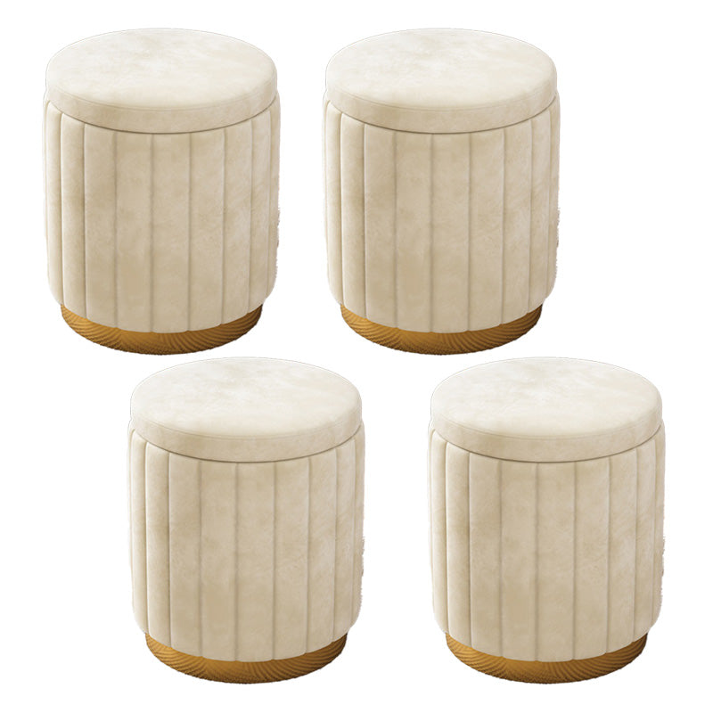 Velvet Ottoman Whole Colored Cylinder Shape Fade Resistant Ottoman with Storage Beige 4 Piece Set Clearhalo 'furn' 'furn_ottomans_poufs' 'Furniture' 'Living Room Furniture' 'Ottomans & Poufs' 'ottomans_poufs' 6508397